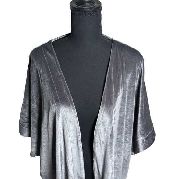 Entro Gray Velvet Kimono Floral Embroidery Size 1X - Picture 3 of 12